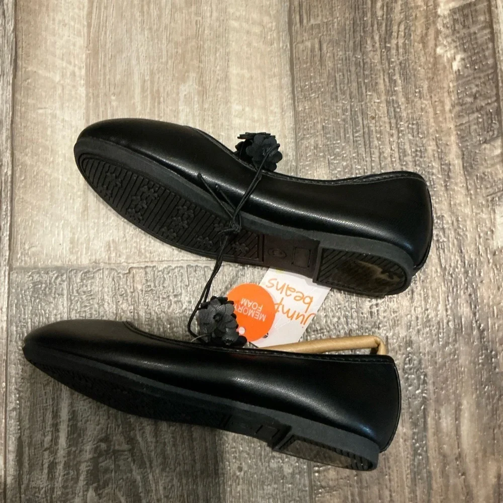Jumping Beans Black Dress Shoes with Floral Accent Size 10